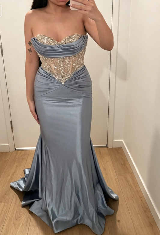 Elegant Sweetheart Wedding Guest Dress Sheath Satin Long Formal Dress EW07889