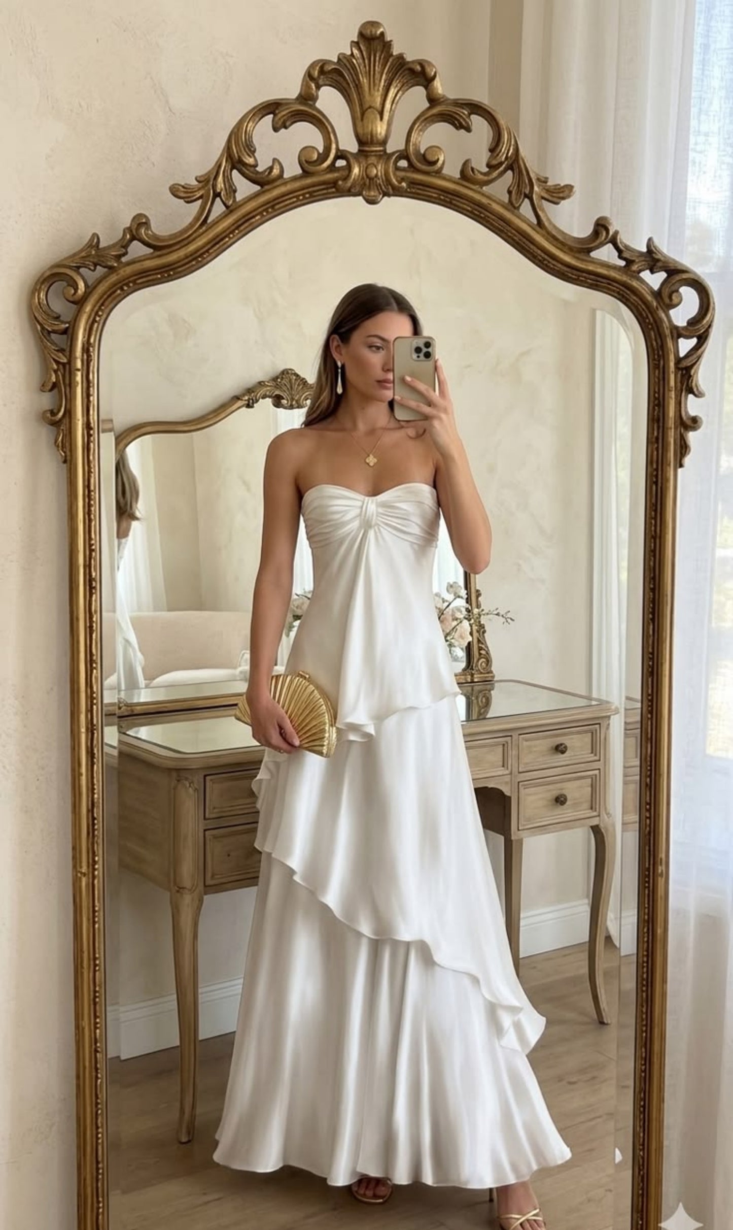 Rosa trägerloses A-Linien-Abendkleid aus Satin für Hochzeitsgäste, formelles Kleid EW0804