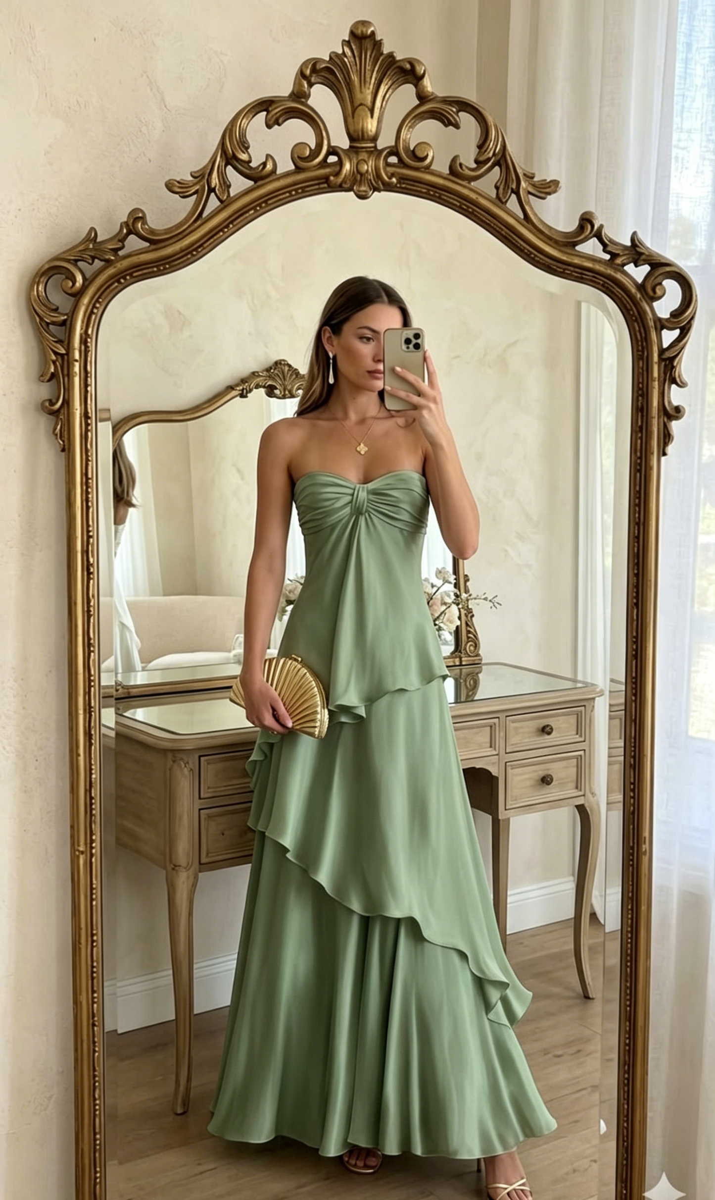 Rosa trägerloses A-Linien-Abendkleid aus Satin für Hochzeitsgäste, formelles Kleid EW0804