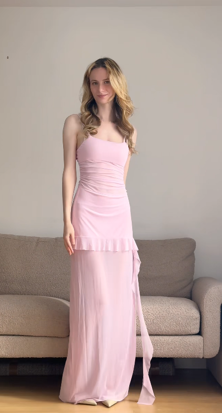 Robe de soirée longue en mousseline fourreau bordeaux perlée pour invitée de mariage à fines bretelles EW0812