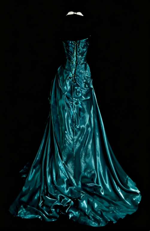 Robe de bal élégante sarcelle sans bretelles en satin Robe de soirée longue fourreau EW08975
