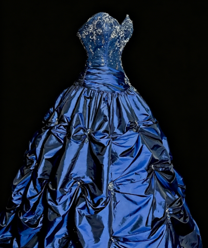 Elegant Navy Blue Prom Dress Sweetheart Satin Formal Dress A-Line Long Evening Dress EW08978