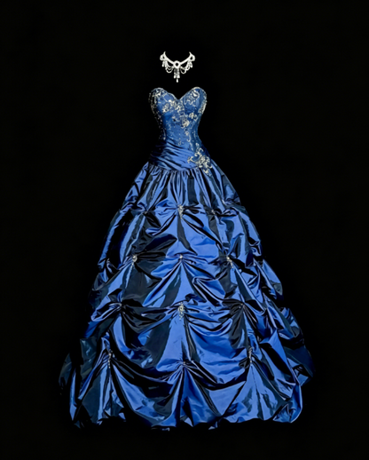 Elegant Navy Blue Prom Dress Sweetheart Satin Formal Dress A-Line Long Evening Dress EW08978
