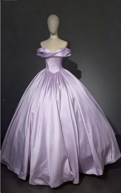 Gorgeous Off-shoulder A-Line Satin Long Evening Dress Burgundy Prom Dress ED09151