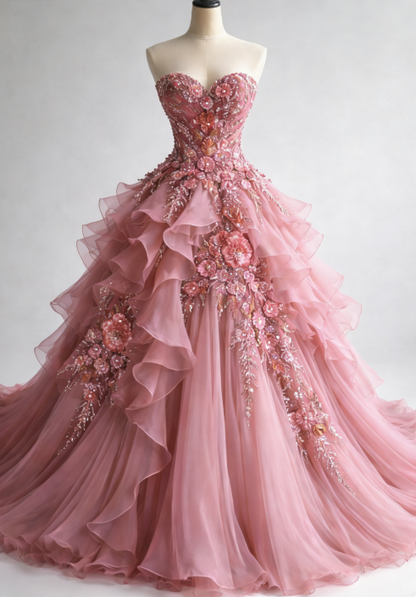 Light Pink ulle A-Line Formal Dress 