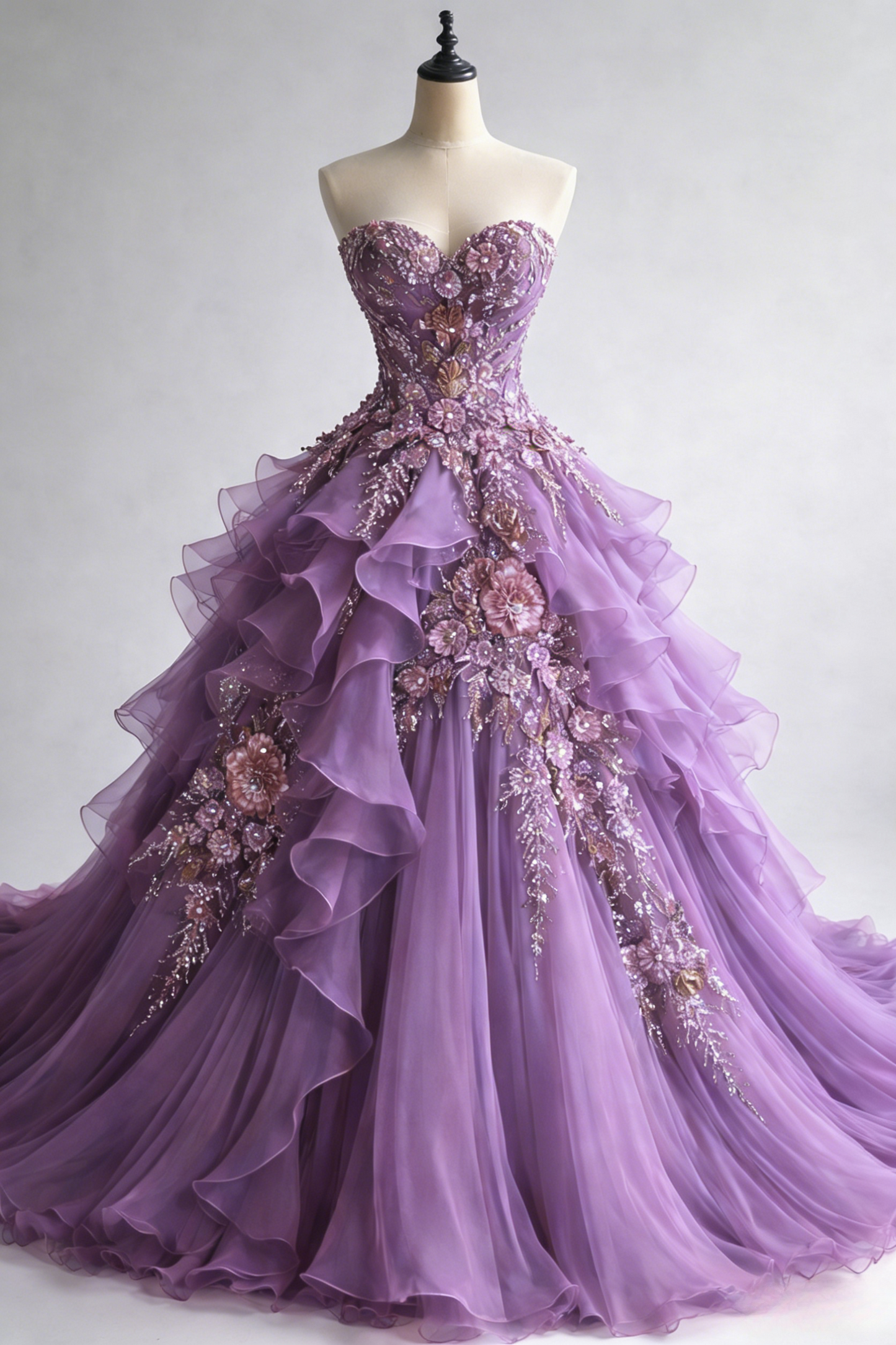 Purple Tulle A-Line Formal Dress