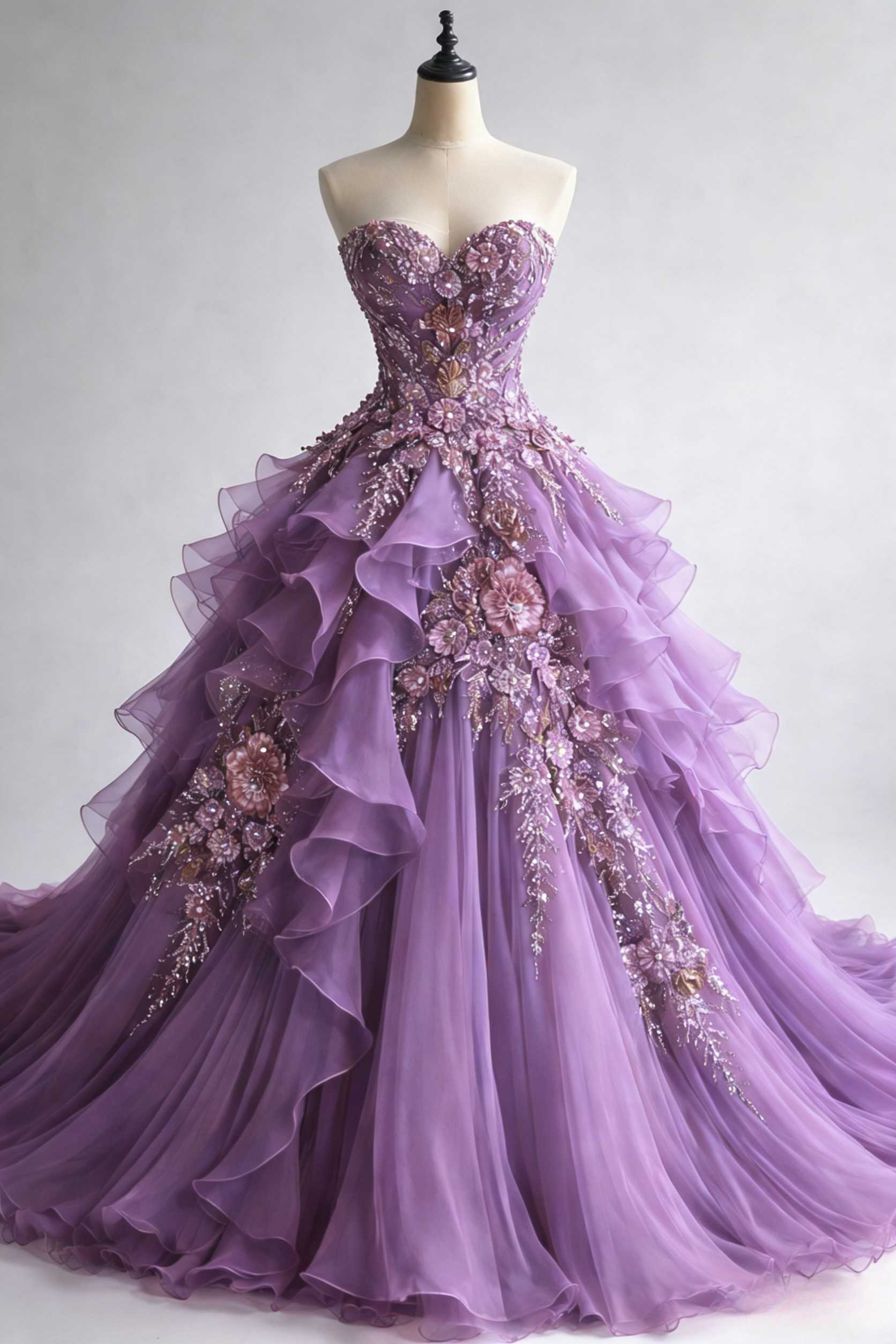 Purple Tulle A-Line Formal Dress