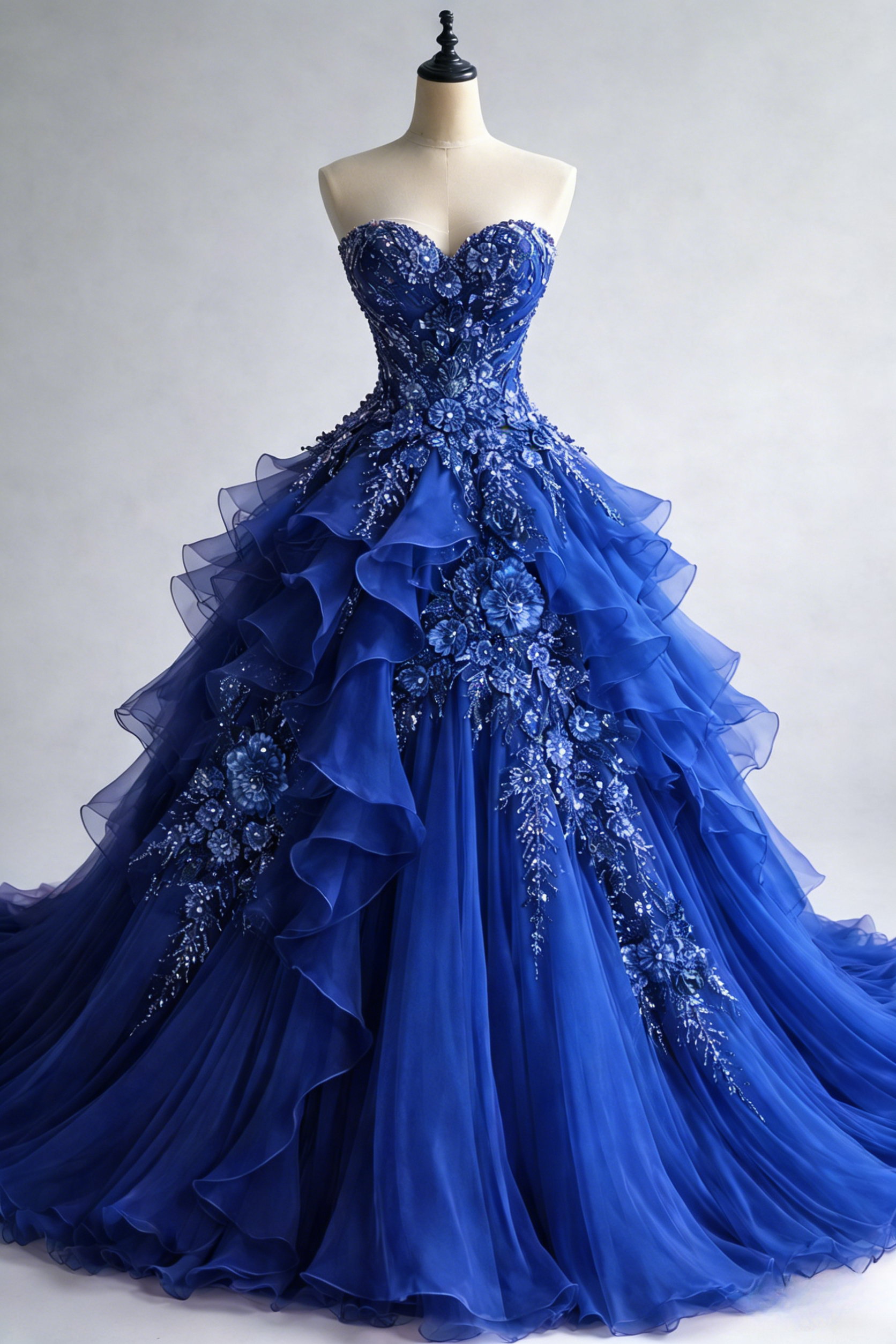 Royal Blue  Tulle A-Line Formal Dress 