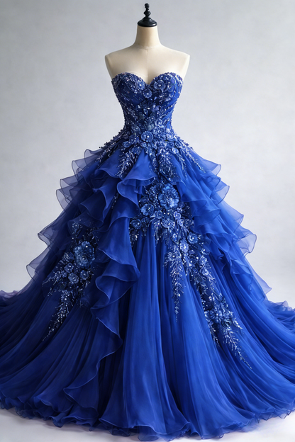 Royal Blue  Tulle A-Line Formal Dress 