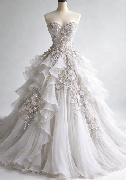 White Tulle A-Line Formal Dress