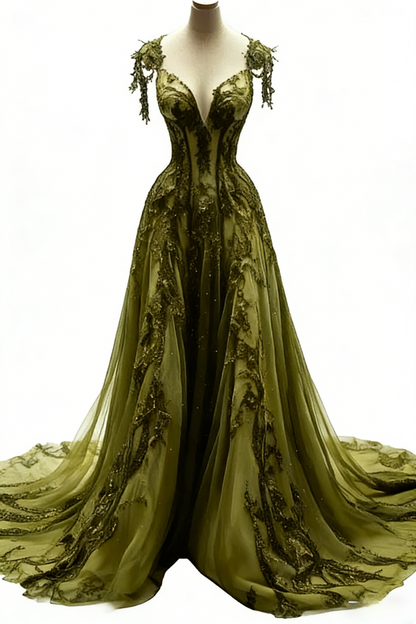 Schwarzes A-Linien-Ballkleid mit V-Ausschnitt, Spitze, Tüll und Pailletten, langes Ballkleid, dunkelgraues Abendkleid ED01235