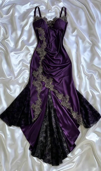 Elegant Navy Blue Spaghetti Straps Mermaid Satin Appliques Prom Dresses Party Dresses ED01319