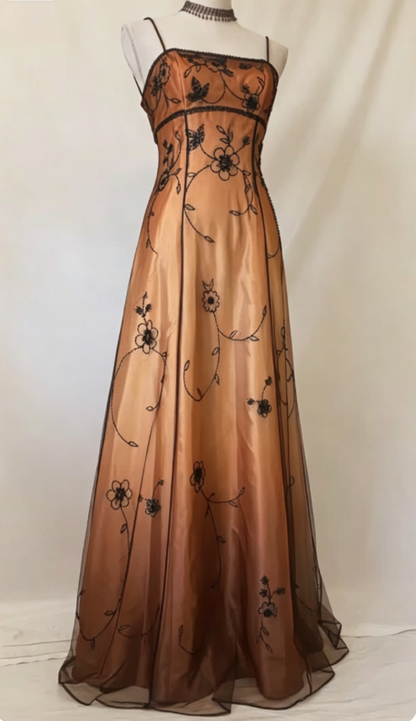 Vintage Blue Gradient Empire Prom Dresses Backless Romantic Beaded Evening Dresses Guest Dresses ED01406