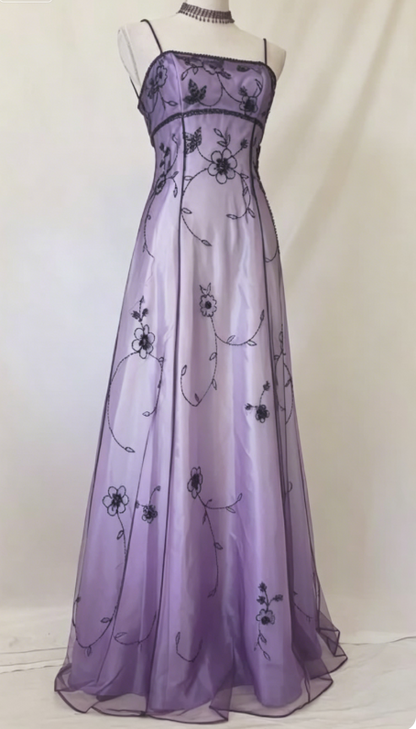 Vintage Blue Gradient Empire Prom Dresses Backless Romantic Beaded Evening Dresses Guest Dresses ED01406