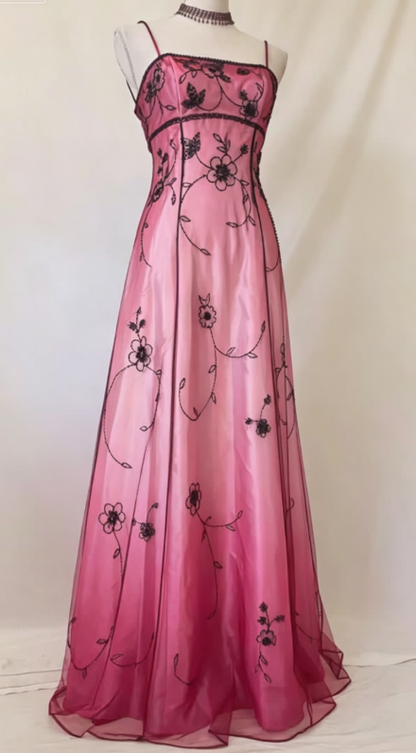 Vintage Blue Gradient Empire Prom Dresses Backless Romantic Beaded Evening Dresses Guest Dresses ED01406