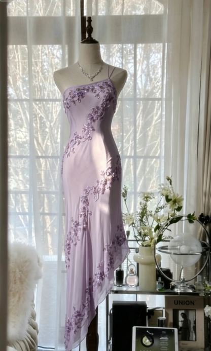 Märchenhaftes Hellgrünes, schlichtes, figurbetontes Partykleid, elegantes One-Shoulder-Chiffon-Applikations-Ballkleid mit Perlen ED01685