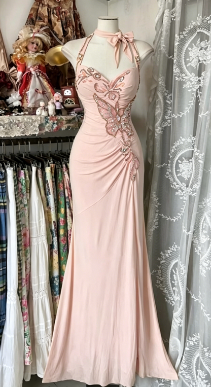 Elegante gelbe Meerjungfrau Abendkleider Neckholder Pailletten Diamant langes Ballkleid Geburtstagsparty Outfit ED01686