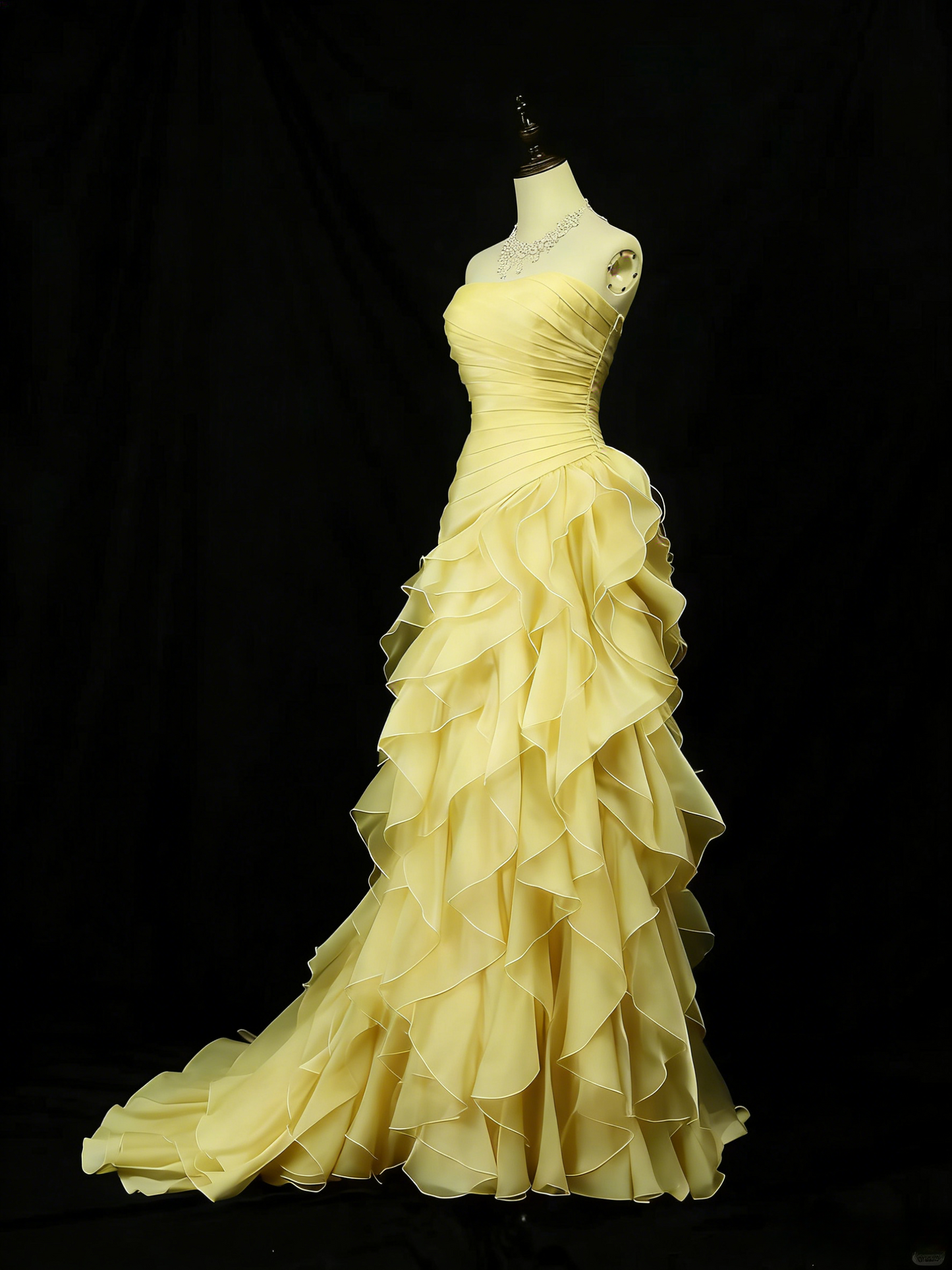Elegant Purple Mermaid Strapless Tulle Layered Long Prom Dress Formal Evening Dress ED01687