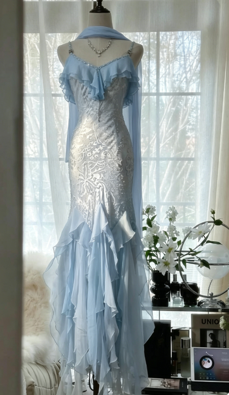 Romantic Vintage Mint Green Chiffon Mermaid Beaded Long Prom Dresses R – EvaFashionDress Romantic Vintage Mint Green Chiffon Mermaid Beaded Long Prom Dresses R – EvaFashionDress