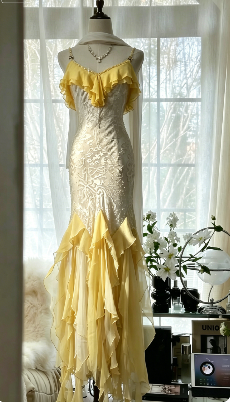 Romantic Vintage Mint Green Chiffon Mermaid Beaded Long Prom Dresses R   EvaFashionDress