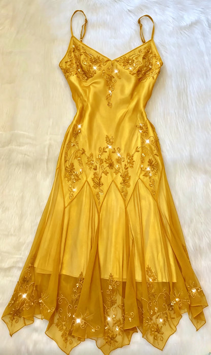 Vintage-Inspired Prom Dresses Under $180🩵Gothic Spaghetti Straps Blue Satin Chiffon Sheath Evening Dress with Beading ED01891