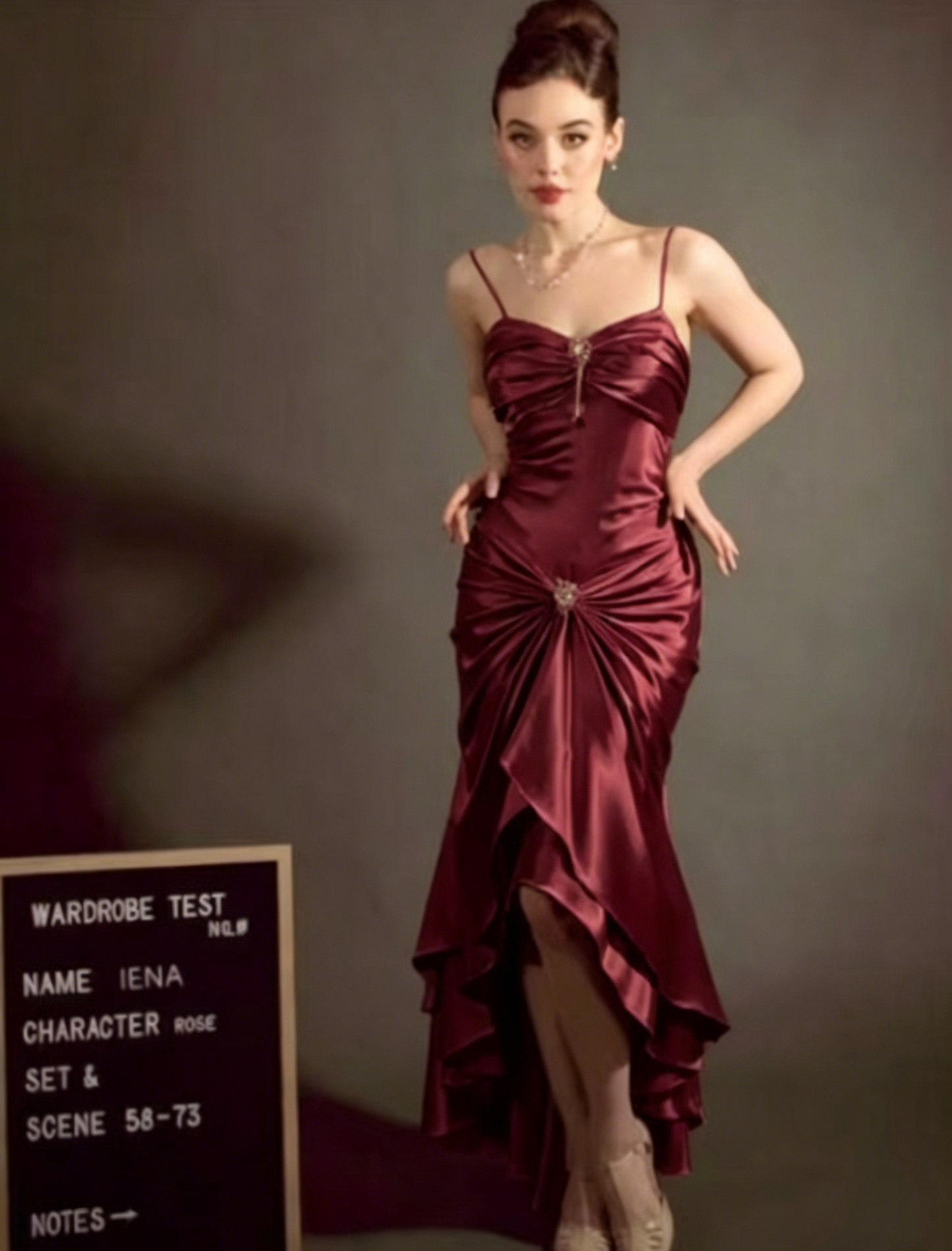 Elegant Spaghetti Strap Mermaid Satin Dark Green Long Prom Dress Gorgeous Evening Dress ED01896