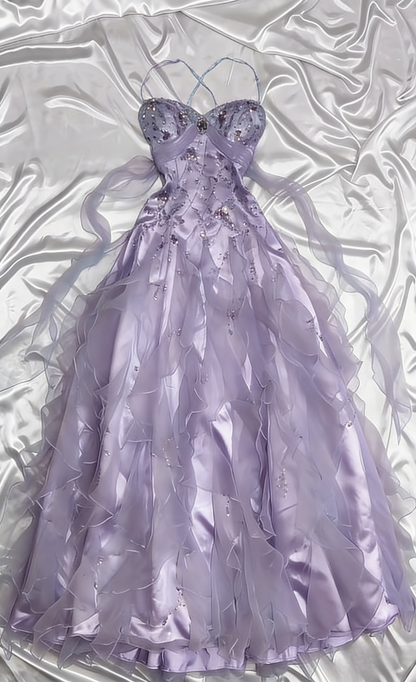 👑 1950s Inspired Baby Princess Blue Prom Dress - Shimmering Sequins Tulle & Satin Ballgown for Formal Events ED01932