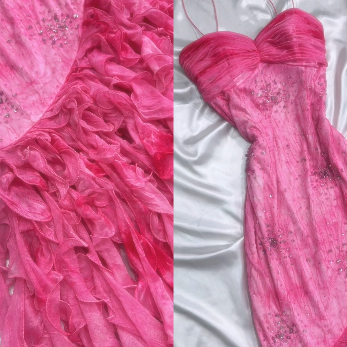 Pink Princess Style Beaded Chiffon Prom Dress for Party Glitter 90s Re EvaFashionDress Pink Princess Style Beaded Chiffon Prom Dress for Party Glitter 90s Re EvaFashionDress