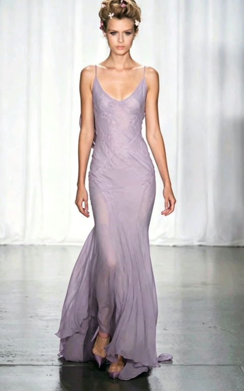 Elegant Burgundy Spaghetti Straps Mermaid Backless Chiffon Long Prom Dress ED01978