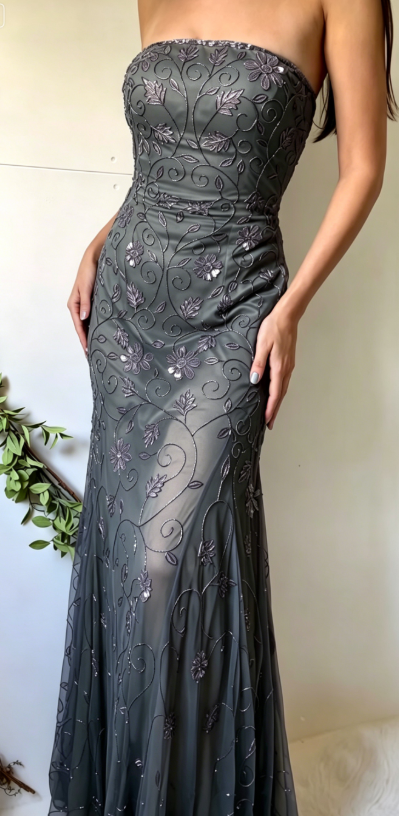 Vintage-Inspired Purple Chiffon Mermaid  Prom Dresses Elegant Beaded Sleeveless  Party Dresses ED01988