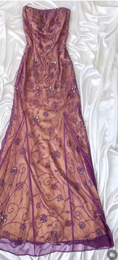 Vintage-Inspired Purple Chiffon Mermaid  Prom Dresses Elegant Beaded Sleeveless  Party Dresses ED01988
