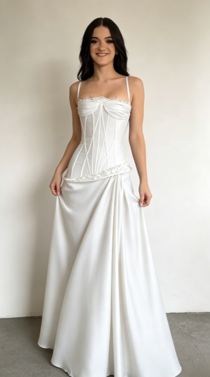 Robe de soirée fourreau élégante en satin gris-violet à fines bretelles, robe de bal longue ED02086