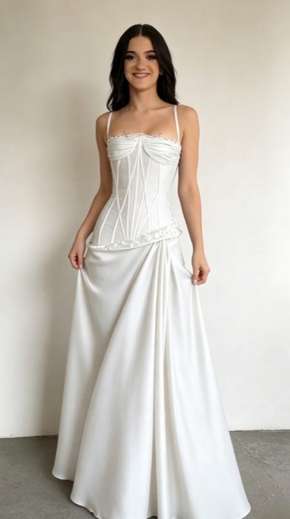 Robe de soirée fourreau élégante en satin gris-violet à fines bretelles, robe de bal longue ED02086