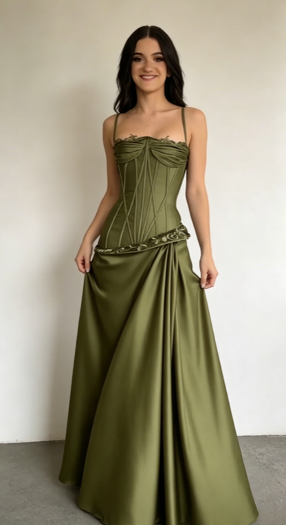 Robe de soirée fourreau élégante en satin gris-violet à fines bretelles, robe de bal longue ED02086