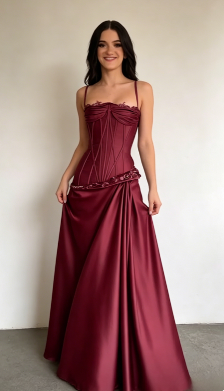 Robe de soirée fourreau élégante en satin gris-violet à fines bretelles, robe de bal longue ED02086