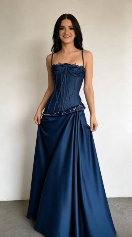Robe de soirée fourreau élégante en satin gris-violet à fines bretelles, robe de bal longue ED02086