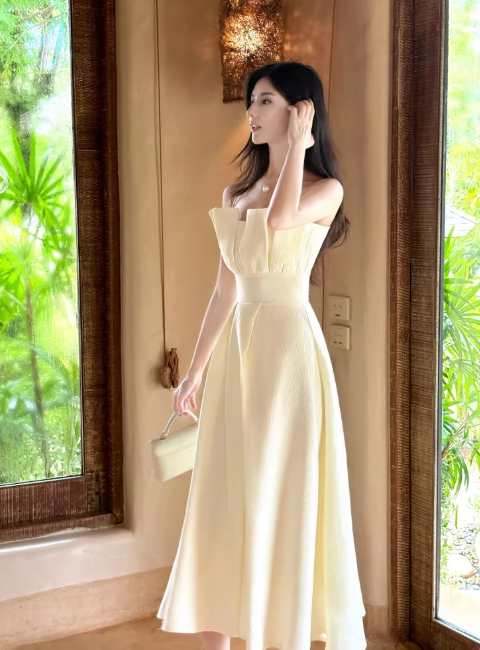 Beautiful Off-White Spaghetti Strap Prom Dresses Fashion Bridesmaid Dress ED02199