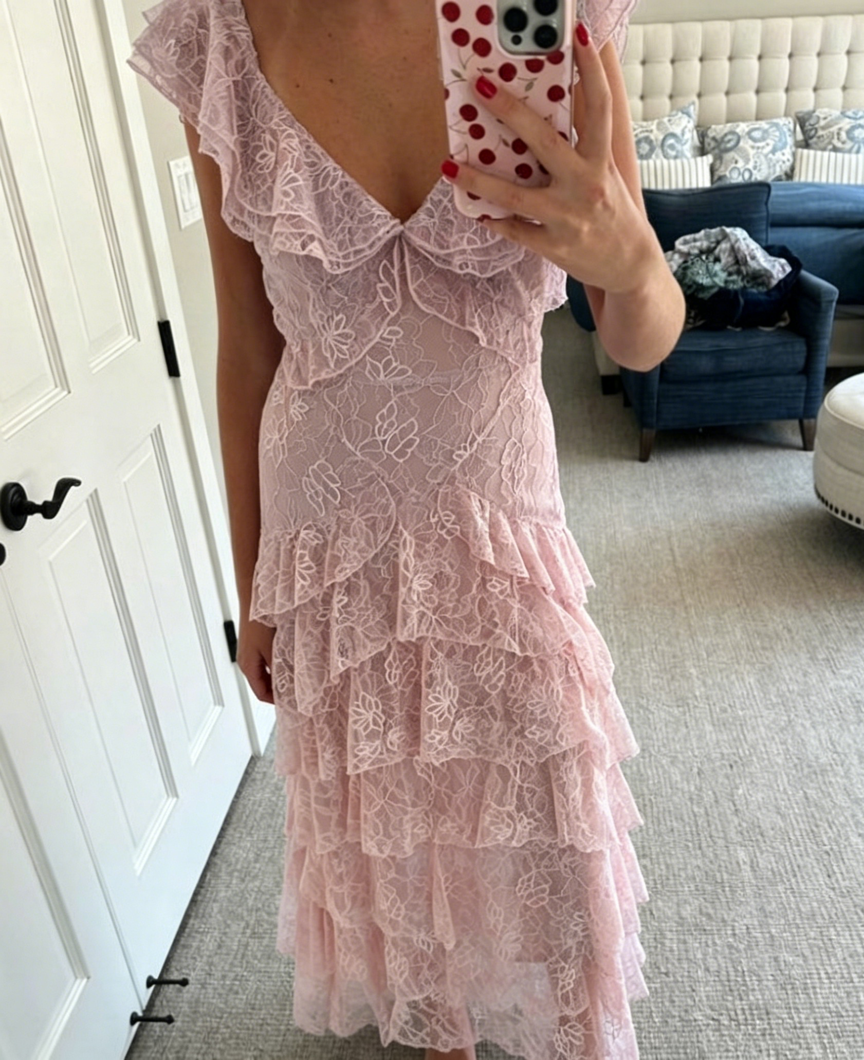 Lace A-line Pink  Dress