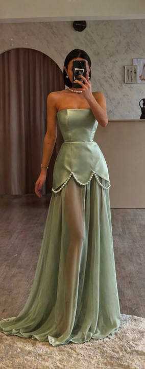 Elegant Purple Strapless A-Line Chiffon Long Prom Dresses Formal Evening Gowns ED02377
