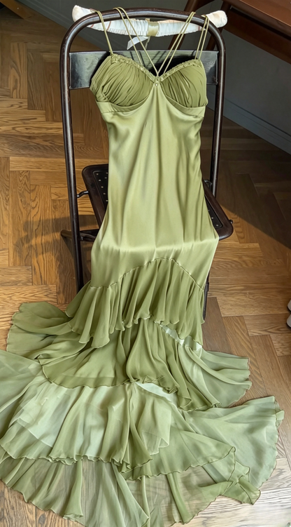 Elegant Pink Straps Mermaid Satin Long Prom Dresses Formal Evening Gowns ED02499