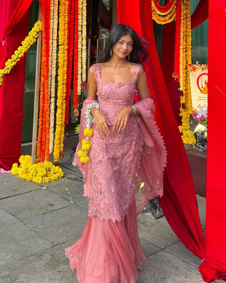 Gorgeous Hot Pink Square Neck Mermaid Tulle Appliques Long Prom Dresses Formal Evening Gowns with Capes ED02530