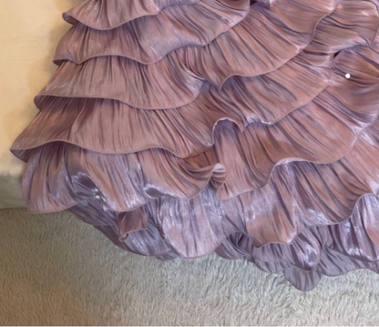 Elegant Purple Strapless A-Line Chiffon Short Party Dress Sweetheart Evening Gowns ED02911