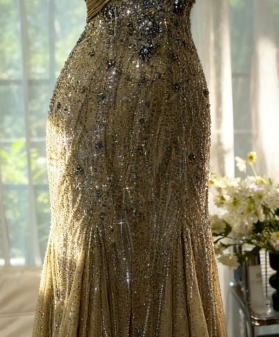 Olive Green Evening Dressses Vintage Spaghetti Straps Mermaid Tulle Beading Long Stunning Prom Dresses Elegant Formal Dresses ED02932