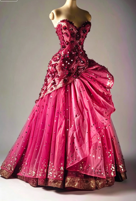 Gorgeous Sweetheart Neck Tulle A-Line  Long Prom Dresses Beaded Layered Vintage Evening Gowns ED02979