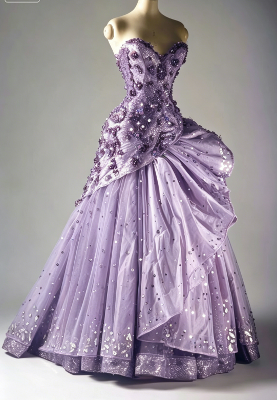 Gorgeous Sweetheart Neck Tulle A-Line  Long Prom Dresses Beaded Layered Vintage Evening Gowns ED02979
