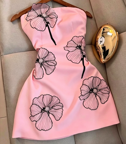 Elegant White Strapless Birthday Dresses Sheath Satin White Short Formal Dresses Fashion Party Dresses ED03086