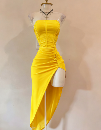 Elegant Burgundy Strapless Party Dress Bodycon Satin Short Evening Gowns Sexy Birthday Dresses ED03209