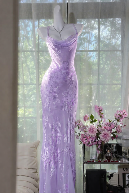 Vintage Sheath Spaghetti Straps Printed Chiffon Long Prom Dresses Glam Evening Dress with Beading ED03292