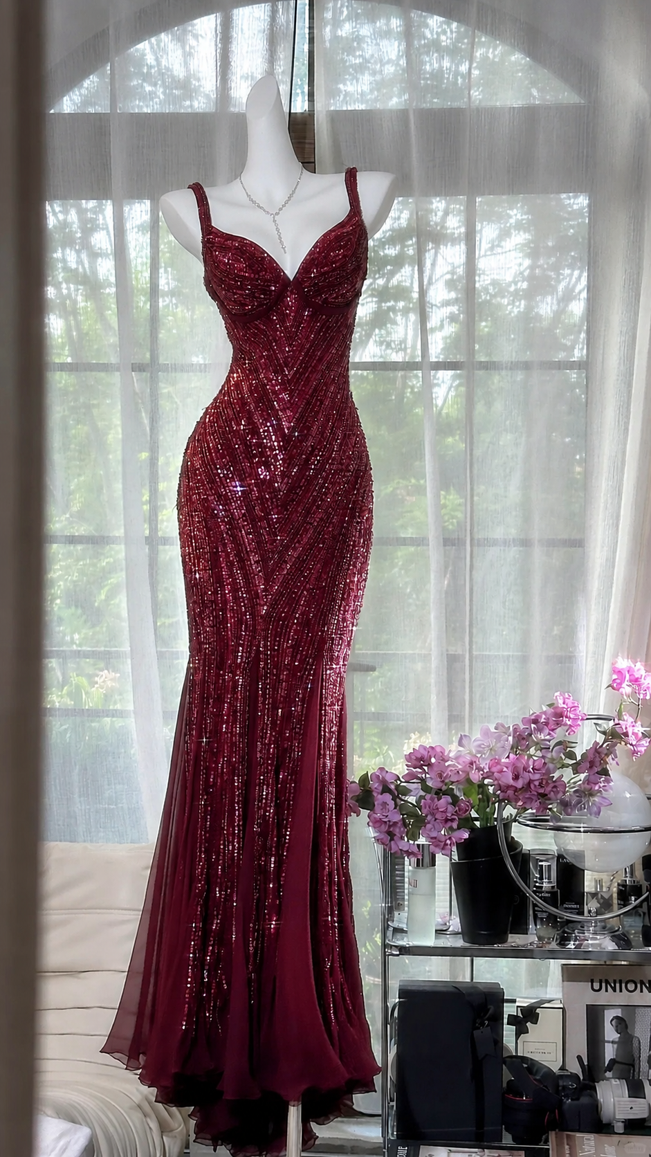 Glamour Dark Purple Guest Dresses V-Neck Mermaid Beaded Chiffon Long S EvaFashionDress Glamour Dark Purple Guest Dresses V-Neck Mermaid Beaded Chiffon Long S EvaFashionDress