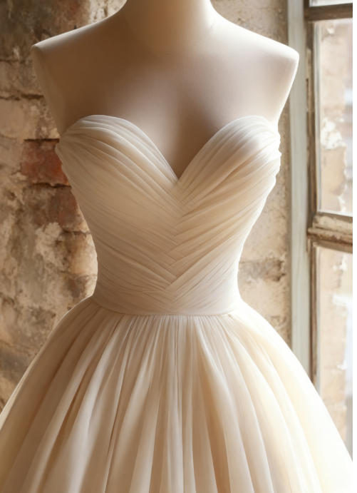 Simple Light Champagne Sweetheart Neck A-Line Chiffon Long Wedding Dress ED03424